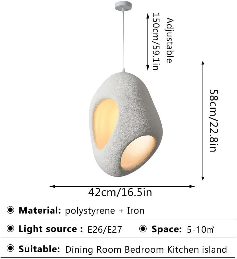 Modern Egg-Shaped Pendant Light in High-Density Polystyrene – Artistic White Hanging Ceiling Lamp for Living Room, Dining, Café & Bedroom Decor - Image 3