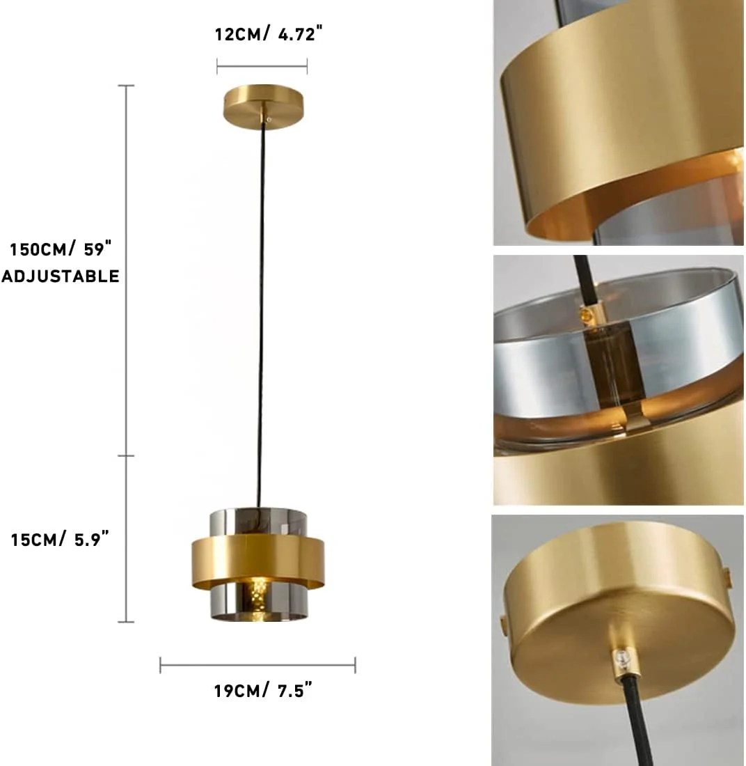 Modern Glass Pendant Light Fixtures Brass Ceiling Hanging Light - Image 16