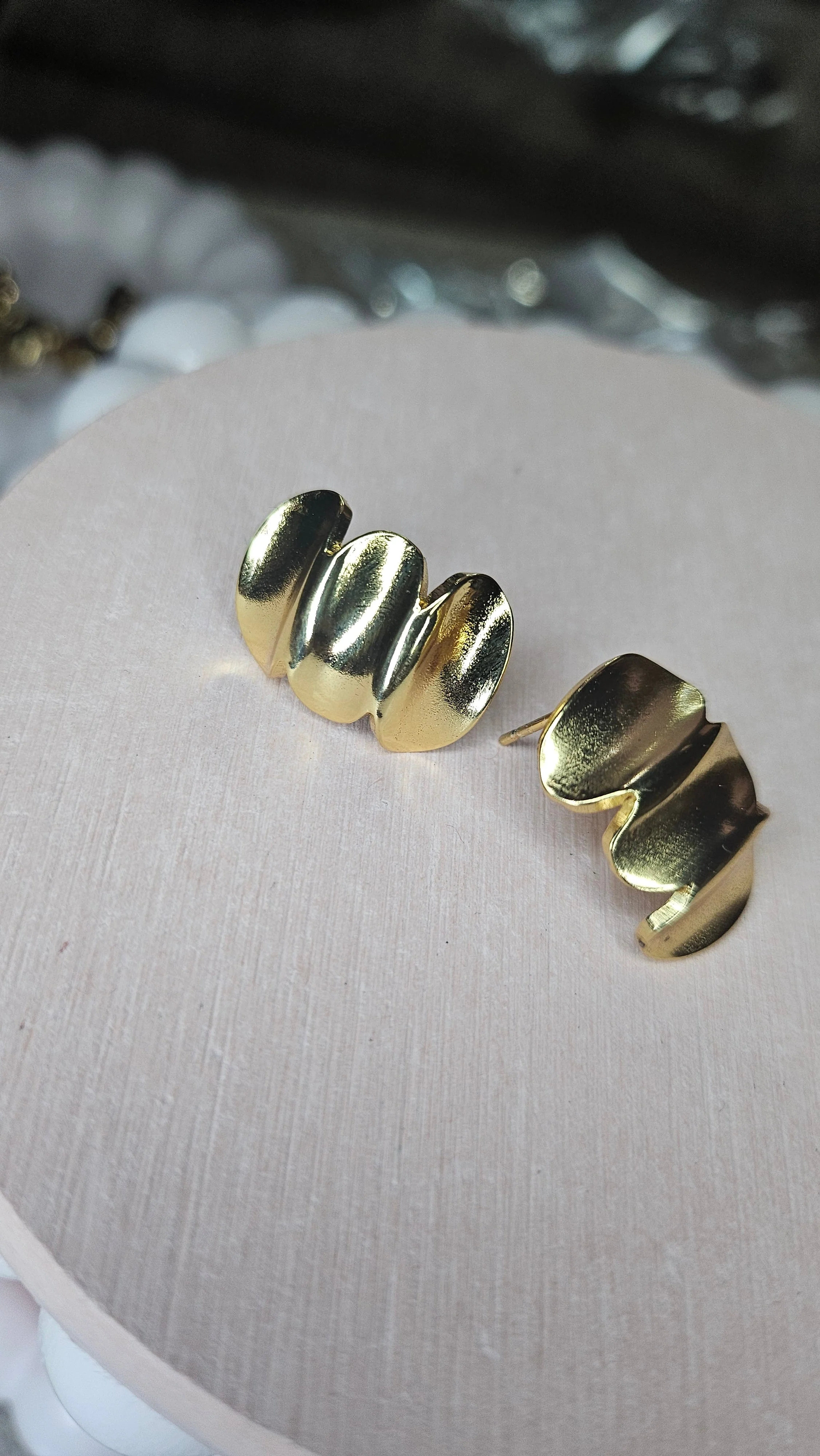 Modern Gold Abstract Stud Earrings - Image 4