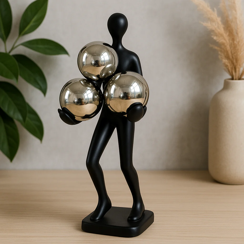 Modern Resin Table Decor Figurine with Golden Spheres – Minimalist Home Accent - Image 3