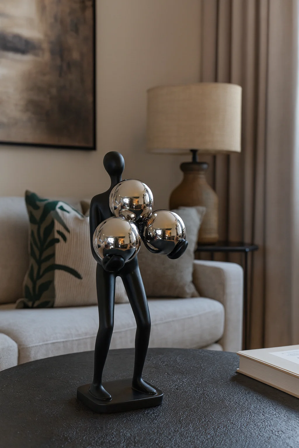 Modern Resin Table Decor Figurine with Golden Spheres – Minimalist Home Accent - Image 4