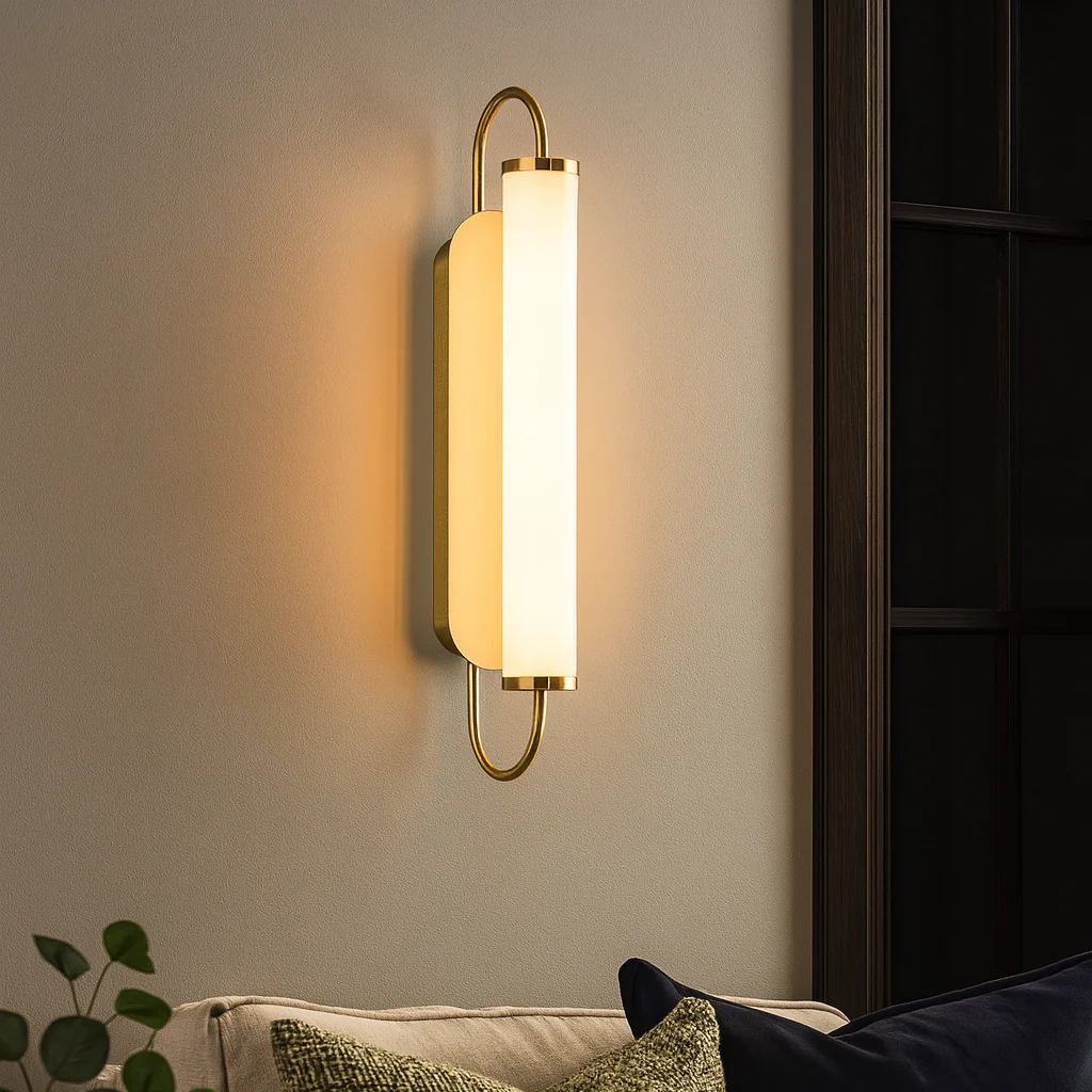 Modern Vertical Brass Wall Sconce Light - Image 4