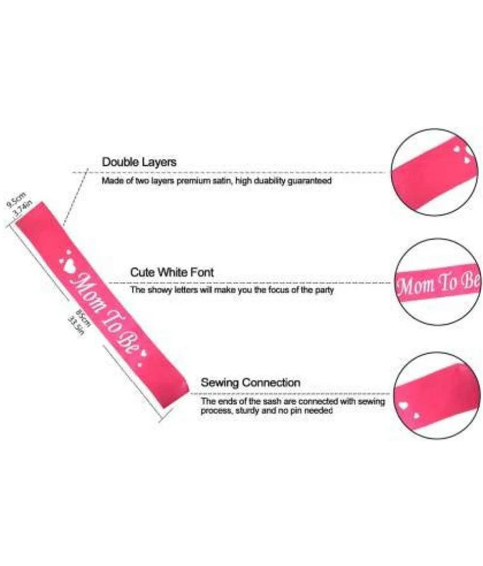 Mom To Be Printed Sashes (Pink)(Pack of 1) - Image 4