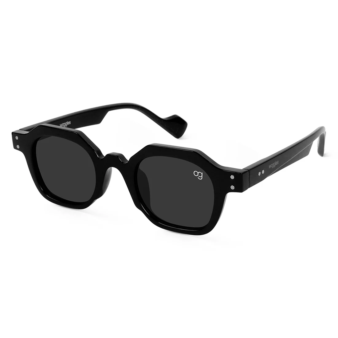 Monkshood black Hexagonal Sunglasses