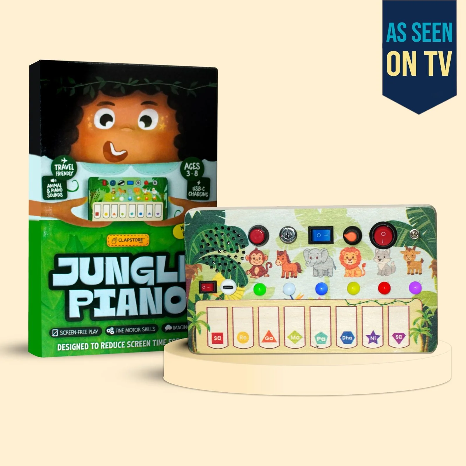 Montessori Jungle Piano-V10: 5-in-1 Wooden Musical Busy Board for Toddlers - Image 15