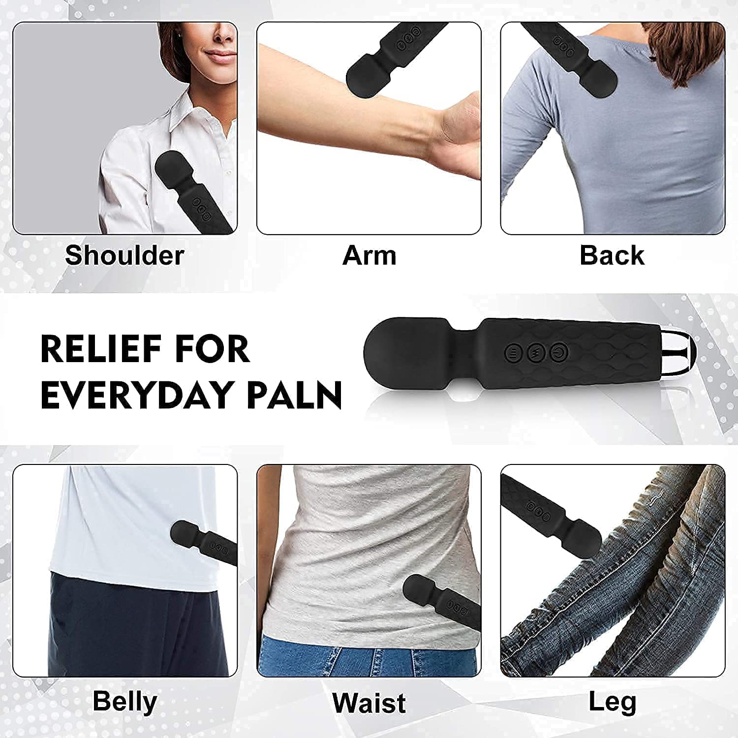 Mora: Rechargeable Waterproof Personal Body Massager, Handheld Cordless Wand with 20 Vibration Modes & 8 Speed Levels for Full Body Stress Relief, Relaxation & Muscle Recovery - Image 7
