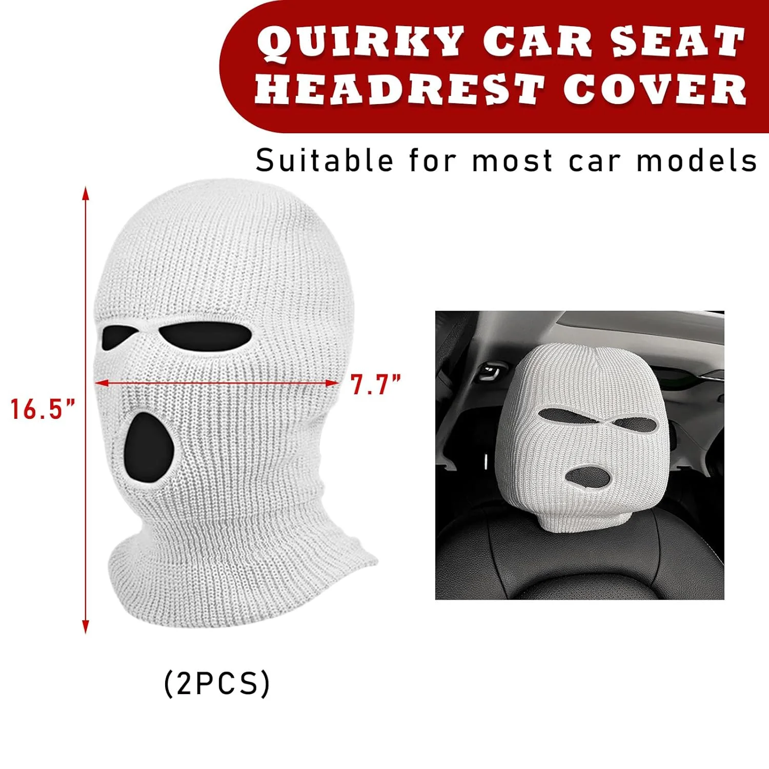 Mugz: Car Seat Mask Headrest Covers (Set of 2) – Universal Fit for Car Interiors, Powerful Decoration & Headrest Protection - Image 7