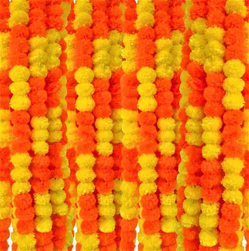 Multi-Color Marigold Artificial Flowers Garlands Toran Indian Genda Phool - Image 4