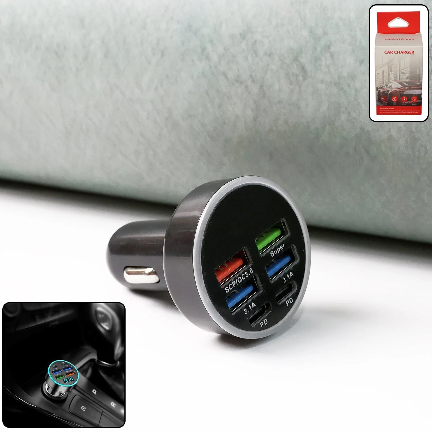 Multi-Port Fast Car Charger for 12V/24V Vehicles – 4-USB Smart Adapter - Image 6