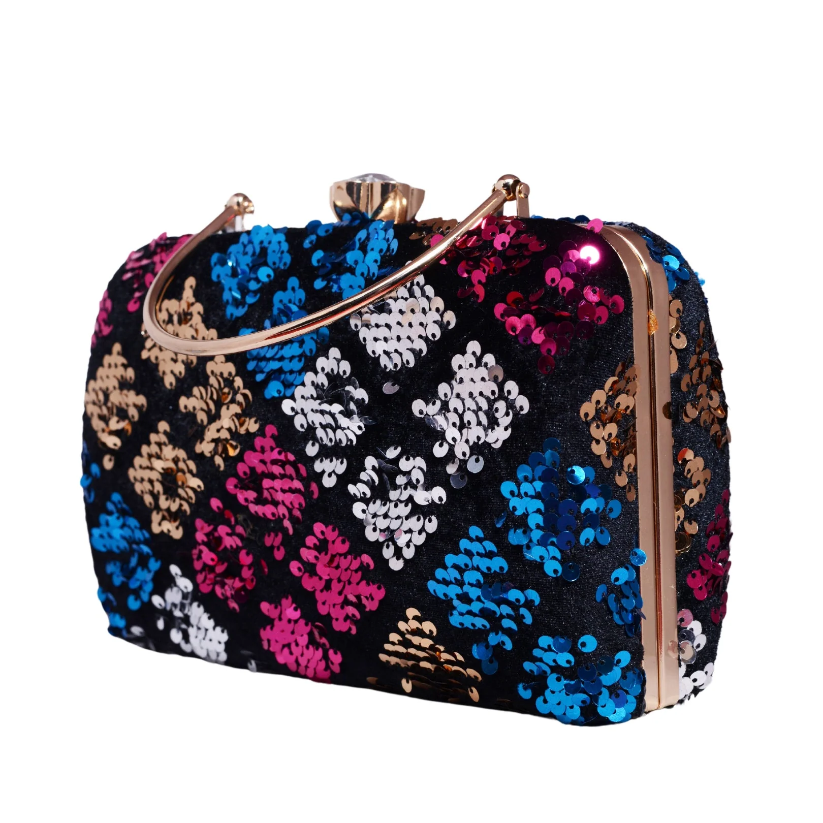 Multicolor Diamond Sequins Clutch - Image 3