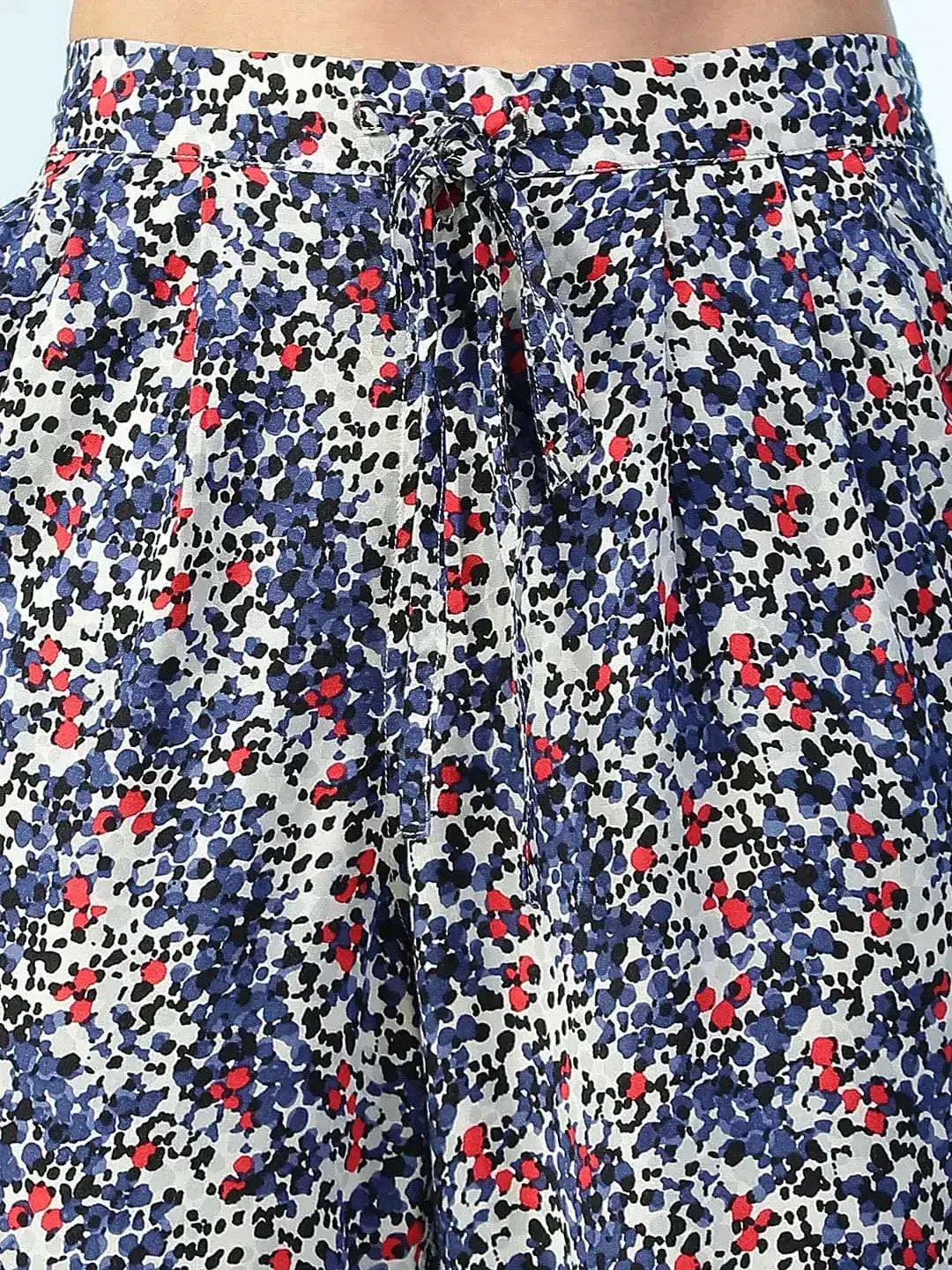Multicolor Floral Print Elasticated Tapered Fit Narrow Linen Women Pant - Image 6