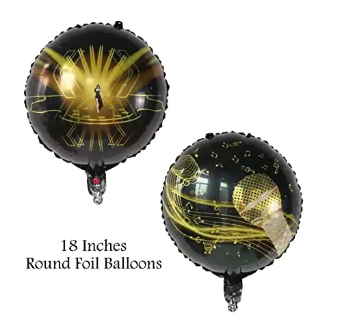 Multicolor Funky Golden Mic Shape Jumbo 30 Inch Foil Balloons (Pack of 5) - Image 2