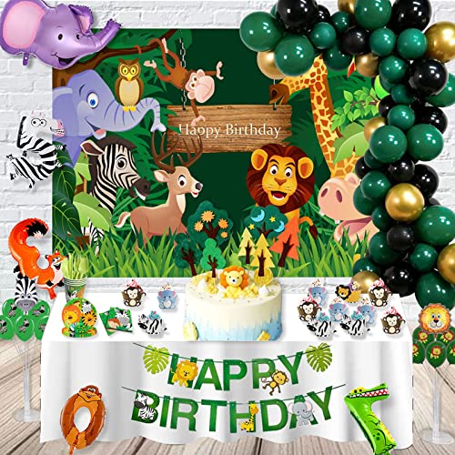 Multicolor Safari Jungle Animals Theme Happy Birthday Banner (Pack of 13) - Image 2