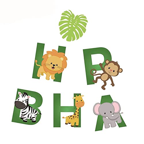 Multicolor Safari Jungle Animals Theme Happy Birthday Banner (Pack of 13) - Image 3
