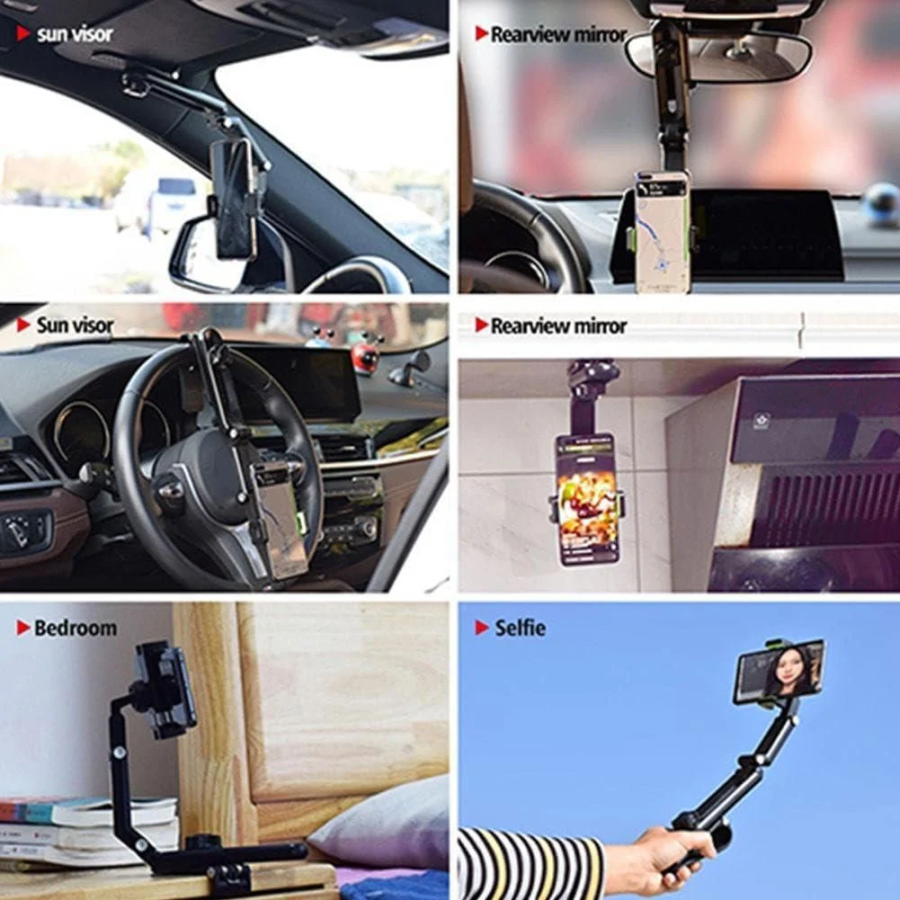 MultiHold: Rotatable & Retractable Car Phone Holder with 1080° Adjustable Clip for Dashboard & Sun Visor - Image 4