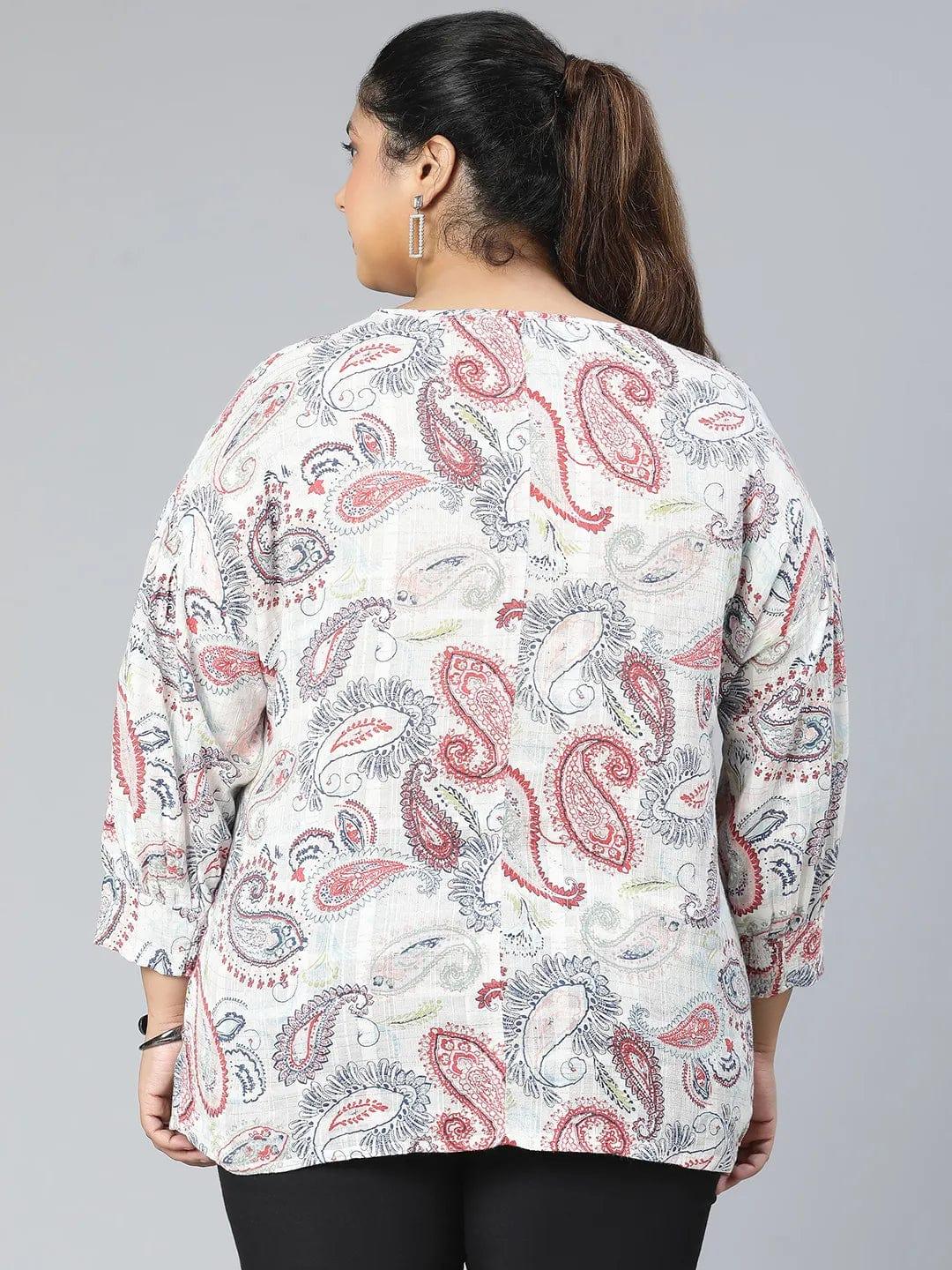 Multihued Printed Plus Size Casual Top - Image 6