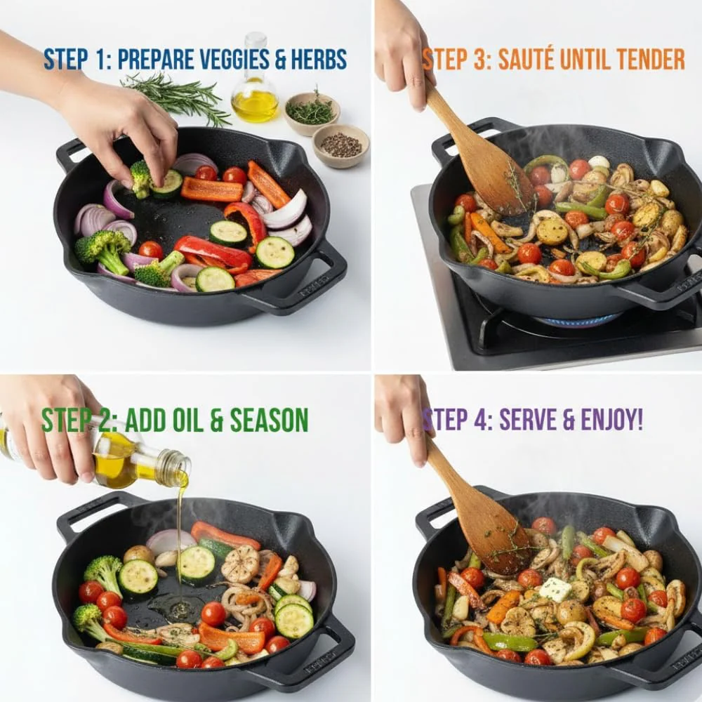 Mumma’s Life Cast Iron Cookware Set (3-Piece Combo) – Dosa Tawa (30.5 cm), Deep Kadai (2.3L) & Fry Pan (1.4L) | Pre-Seasoned, Naturally Non-Stick & Toxin-Free Heavy Duty Kitchen Set (Black) - Image 12