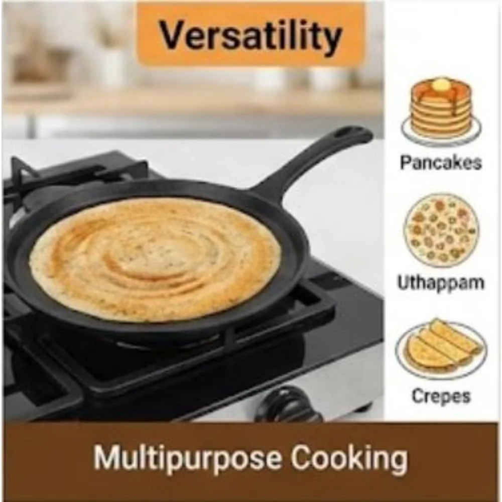 Mumma’s Life Cast Iron Cookware Set (3-Piece Combo) – Dosa Tawa (30.5 cm), Deep Kadai (2.3L) & Fry Pan (1.4L) | Pre-Seasoned, Naturally Non-Stick & Toxin-Free Heavy Duty Kitchen Set (Black) - Image 21