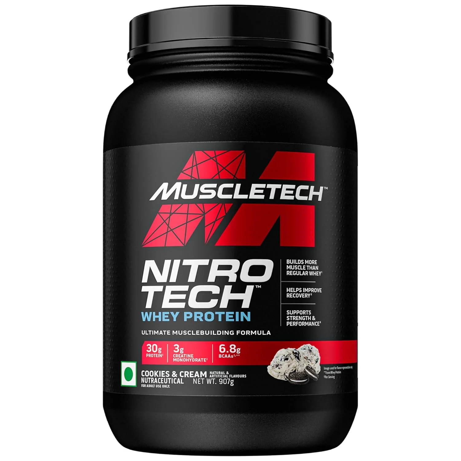 MuscleTech Nitro-Tech Whey Protein,Cookies, 30G Protein,3G Creatine Monohydrate,6.7G Bcaa,Ultimate Muscle Building Formula,Increase Strength & Performance,40 Servings - Image 20