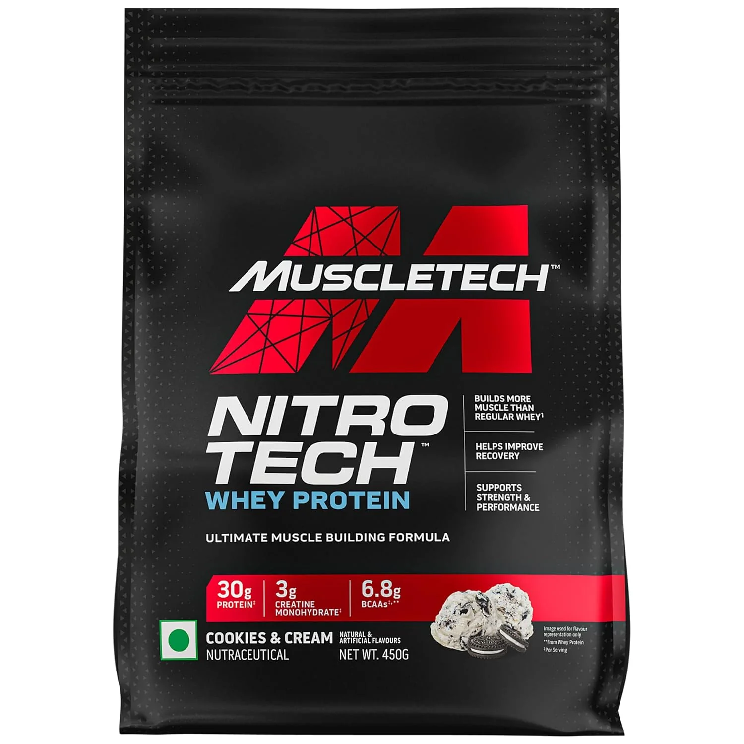 MuscleTech Nitro-Tech Whey Protein,Cookies, 30G Protein,3G Creatine Monohydrate,6.7G Bcaa,Ultimate Muscle Building Formula,Increase Strength & Performance,40 Servings - Image 9