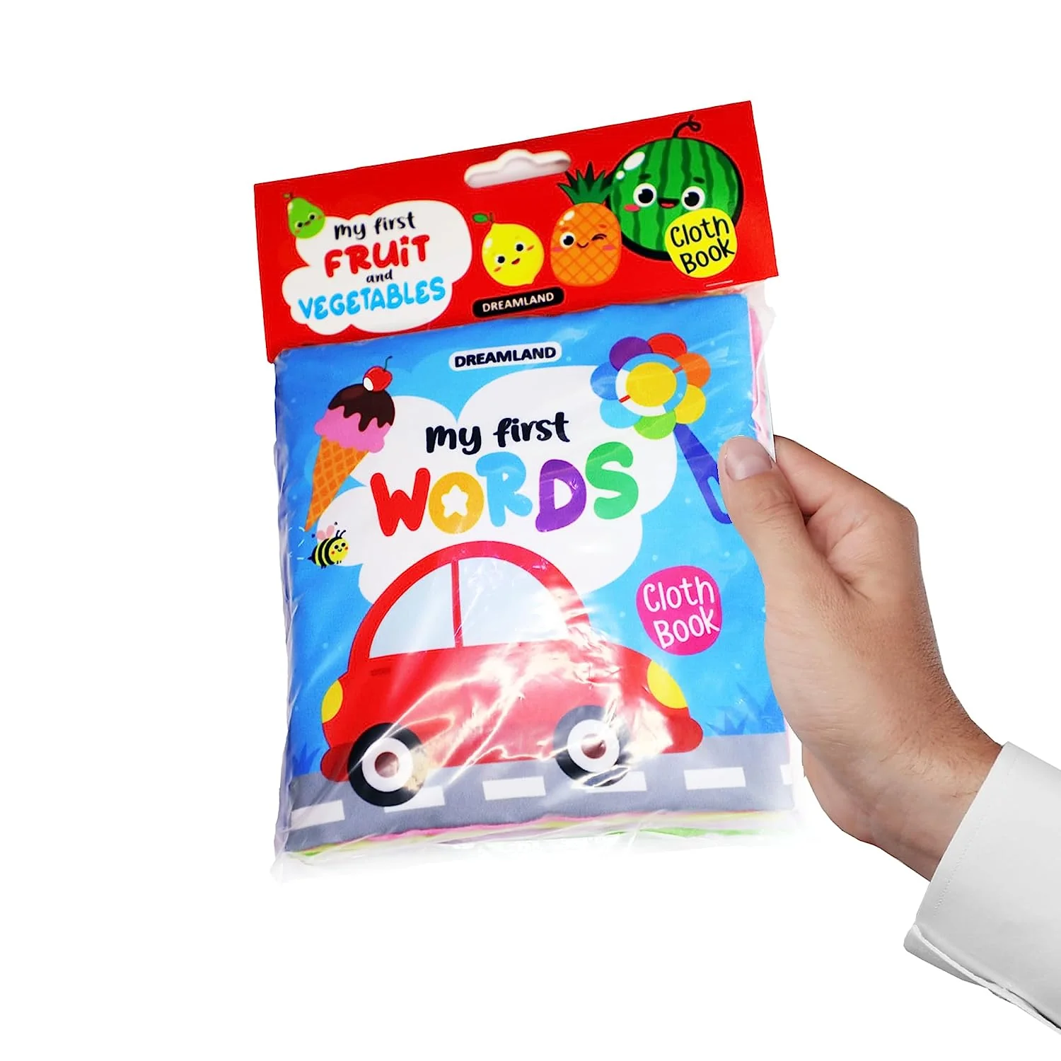 My First Words Cloth Book with Squeaker and Crinkle Paper Cloth Books for Toddler Kids - Image 2
