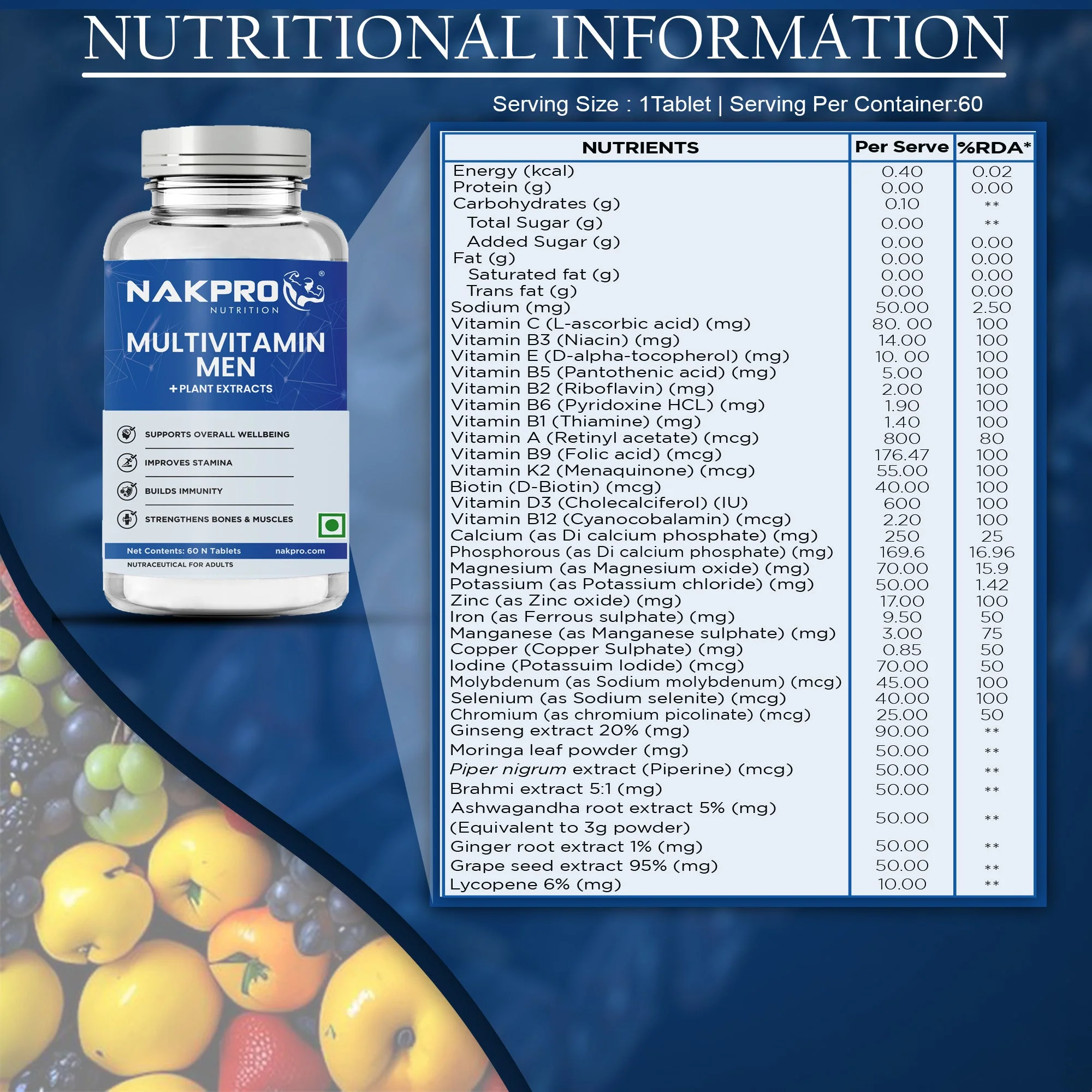 Nakpro Multivitamin Tablet for Men - Image 2