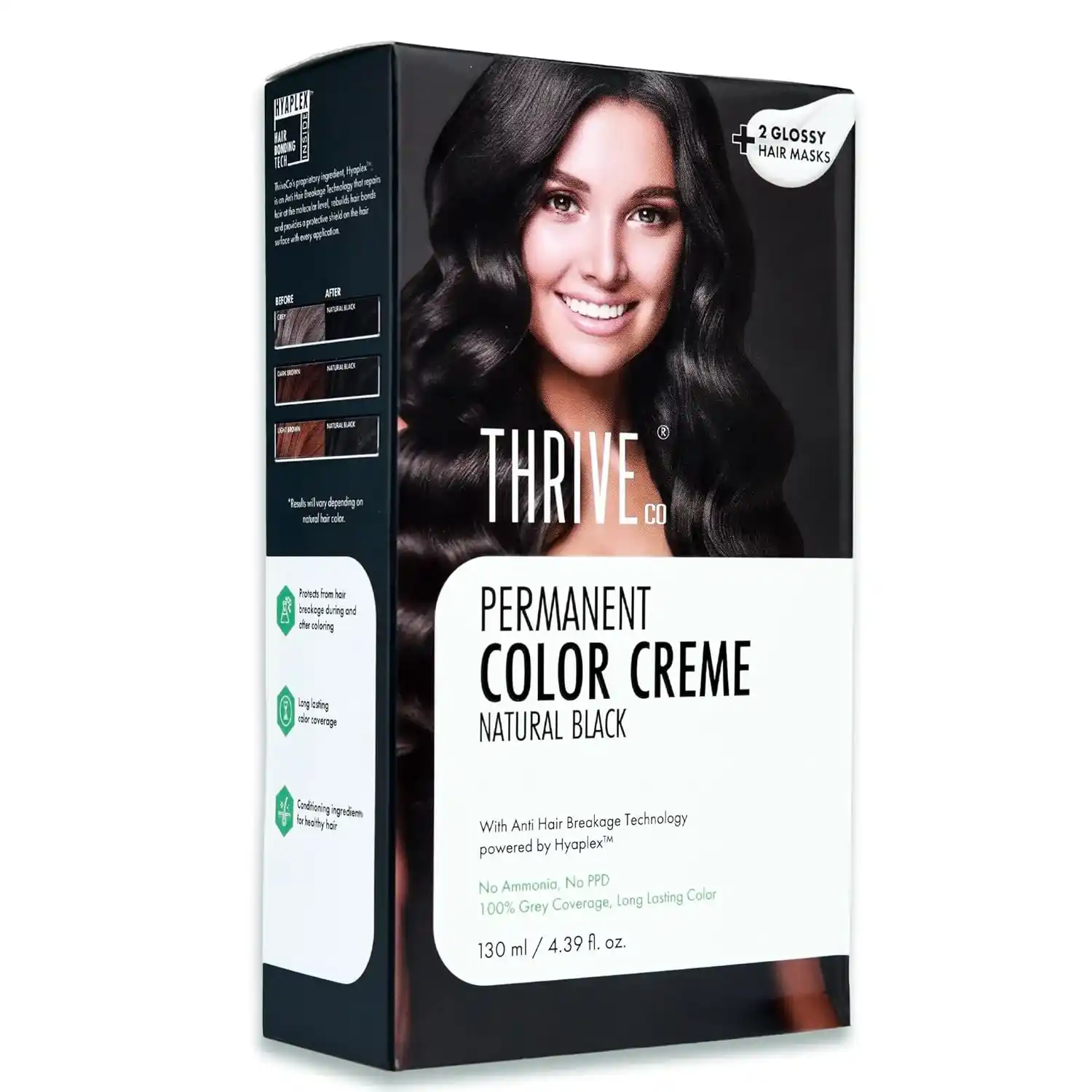 Natural Black Permanent Hair Color Creme for Women, Pack of 2 - 130ml - Image 2