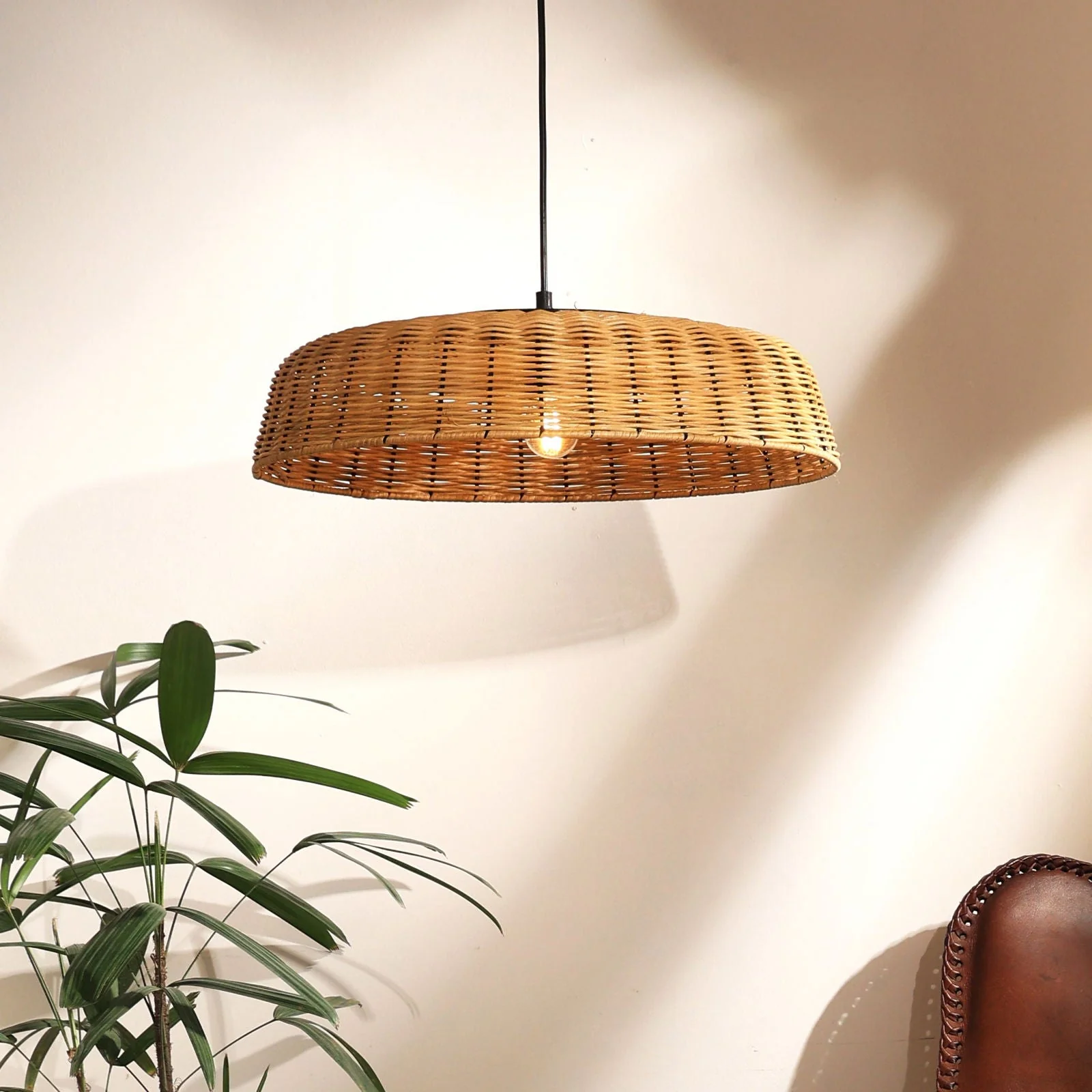 Natural Opulence Pendant Light - Ergonomic Conical Design, Natural Rattan And Cane - Image 4