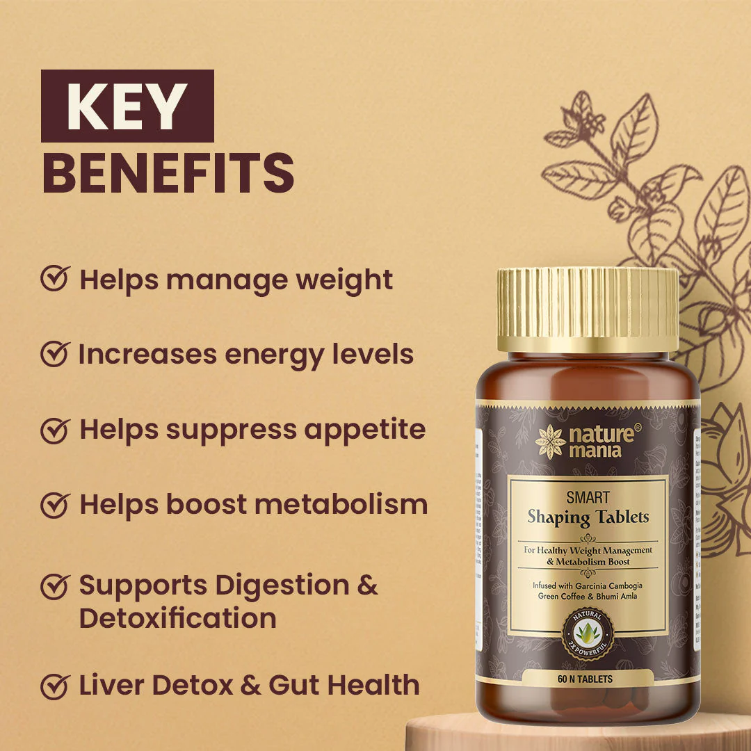 Nature Mania Smart Shaping Tablets -60N | Weight Management | Fat Burner | Men & Women - Image 4
