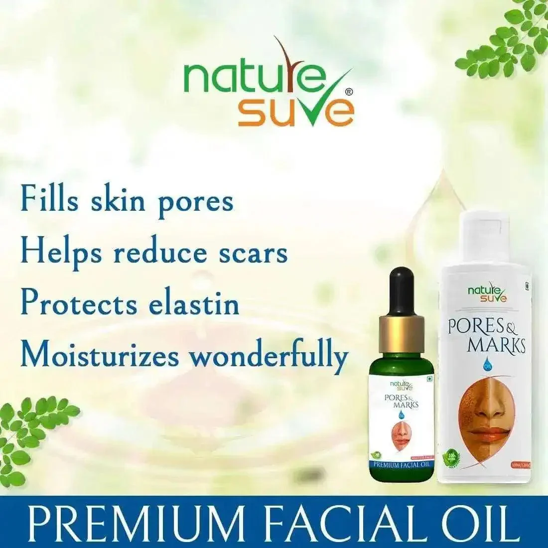Nature Sure Pores and Marks Facial Oil for Enlarged Skin Pores, Stretch Marks and Fine Lines - Image 2