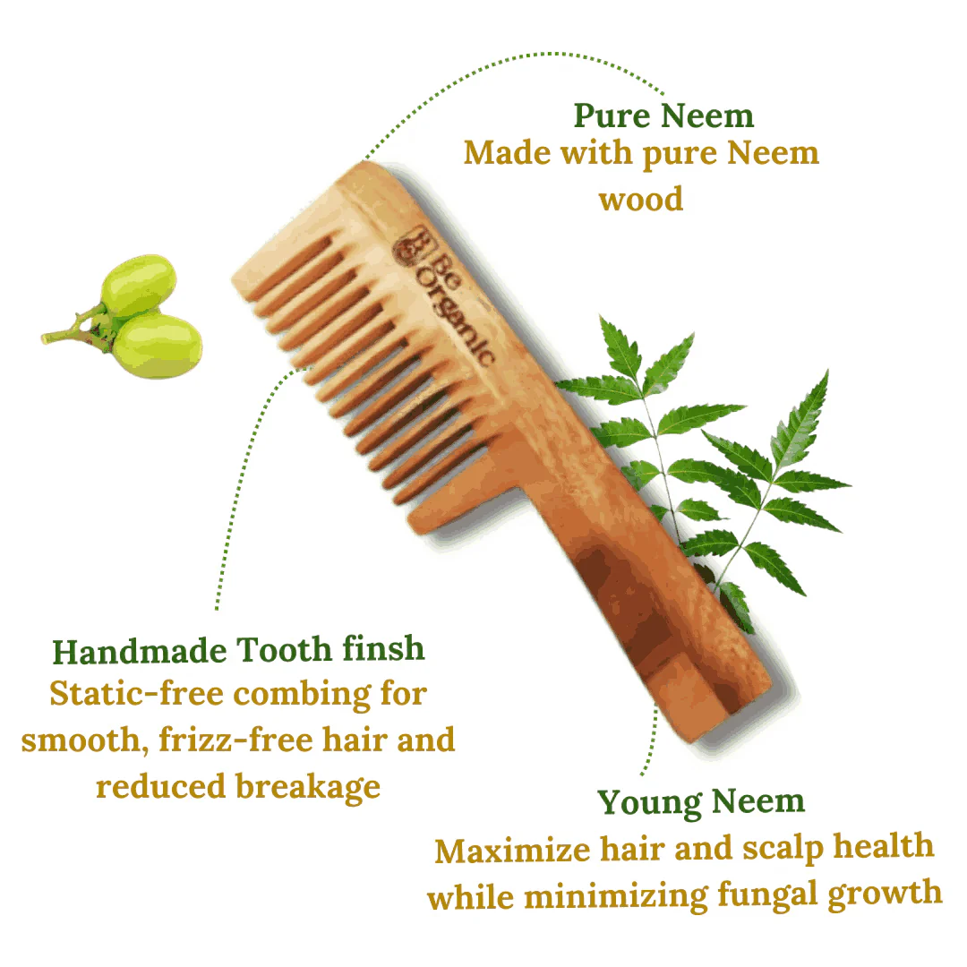 Neem Comb Combo of 2 (Handle + Dual Tooth) | Pure Neem Wood - Image 5