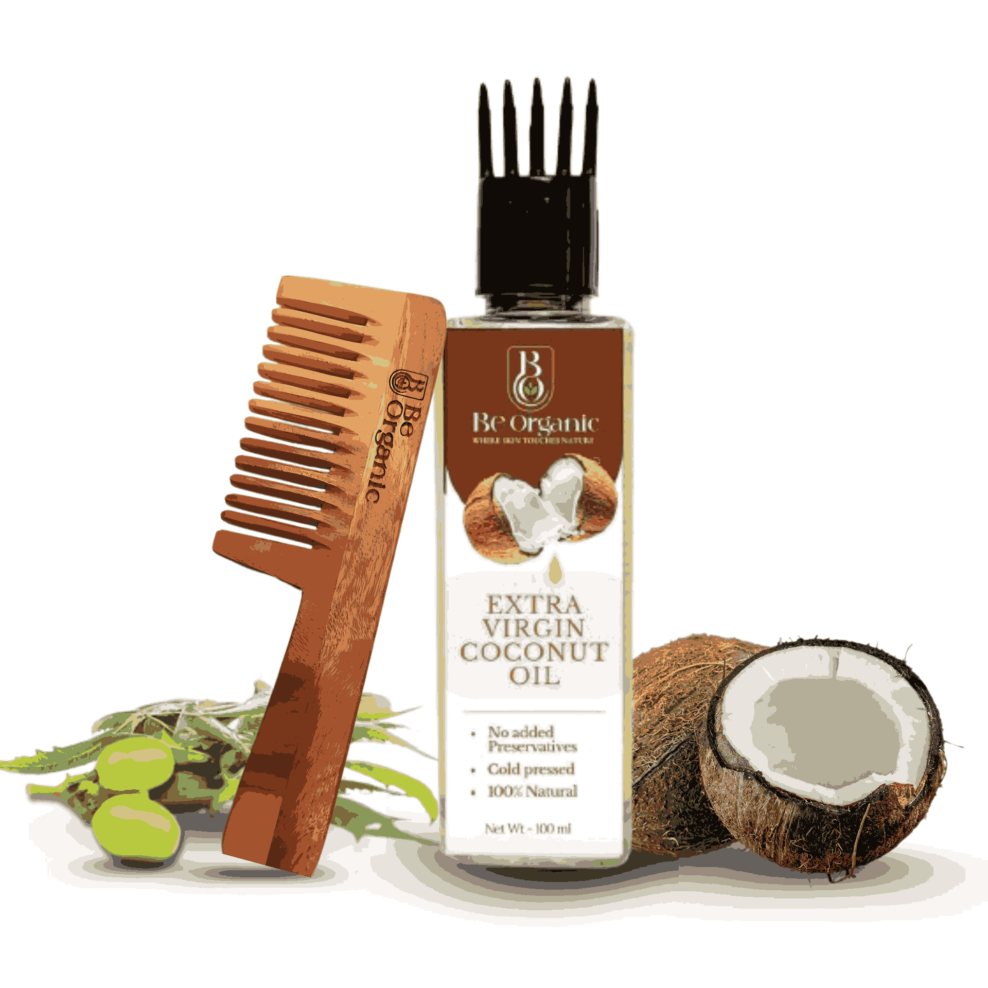 Neem Comb & Virgin Coconut Oil Combo for Healthy Hair | Be Organic