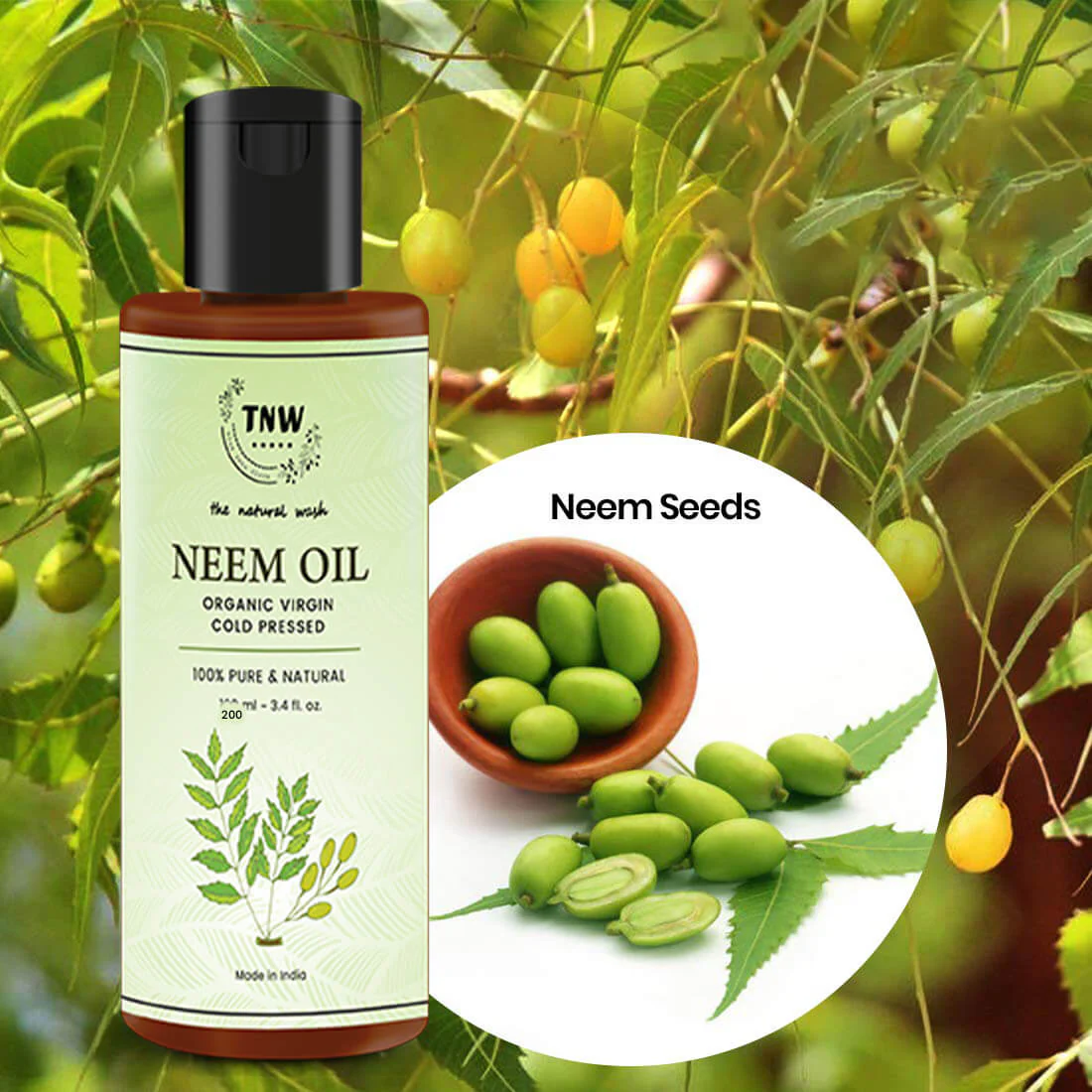 Neem Oil - Cold Pressed Oil For Skin & Hair (Pure & Natural) @ 1 (Exclusive) - Image 2