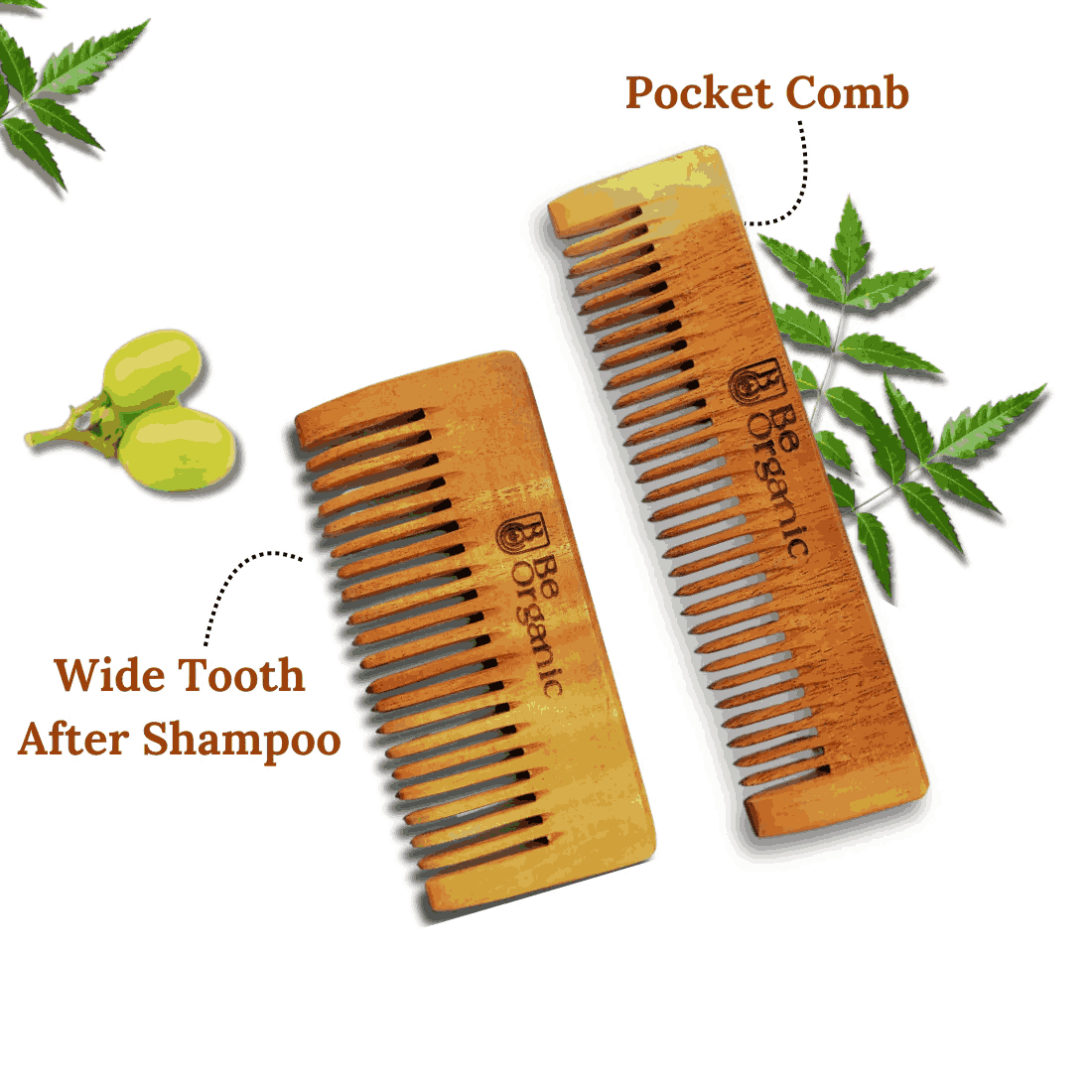 Neem Wood Comb Set  (Combo of 4) – Handle, Pocket, Dual & After Shampoo - Image 4