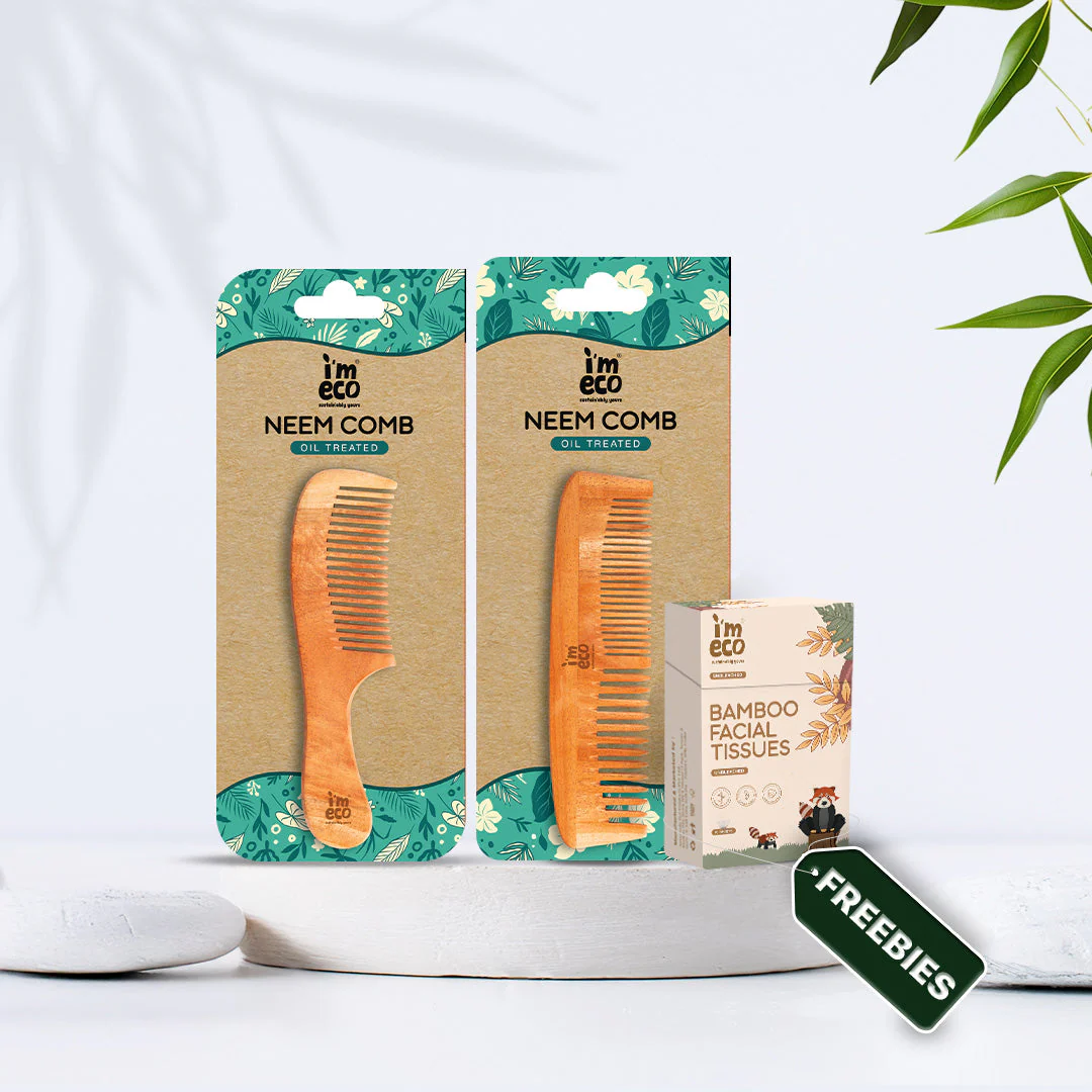 Neem Wood Dual-Tooth Comb & Wide-Tooth Comb with Free 1 Pocket Tissue Pack – Organic Care Combo - Image 31