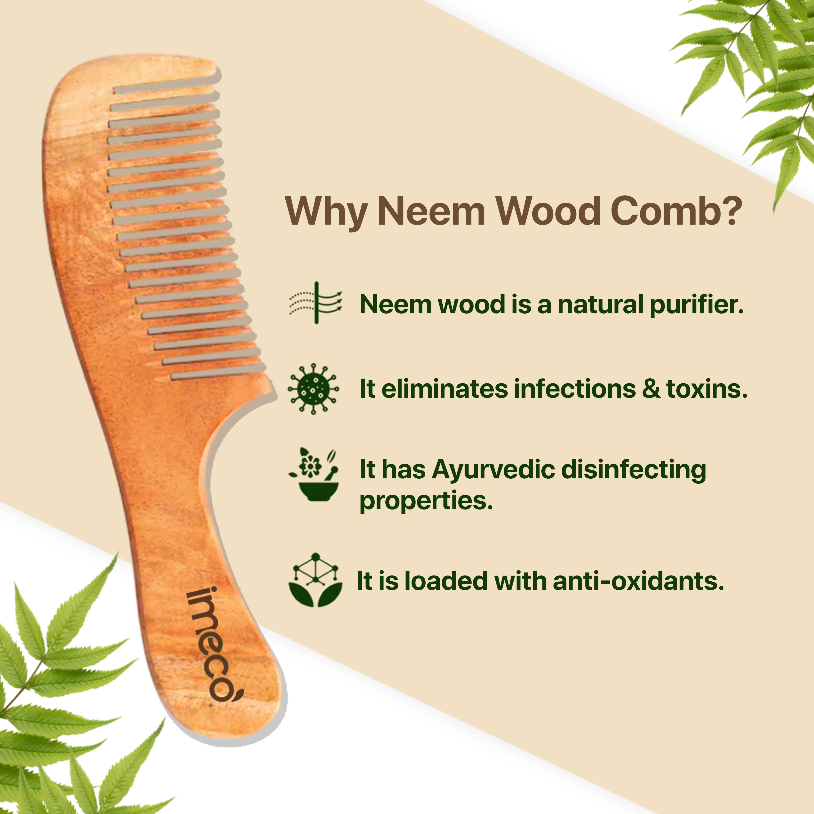 Neem Wood Dual-Tooth Comb & Wide-Tooth Comb with Free 1 Pocket Tissue Pack – Organic Care Combo - Image 5