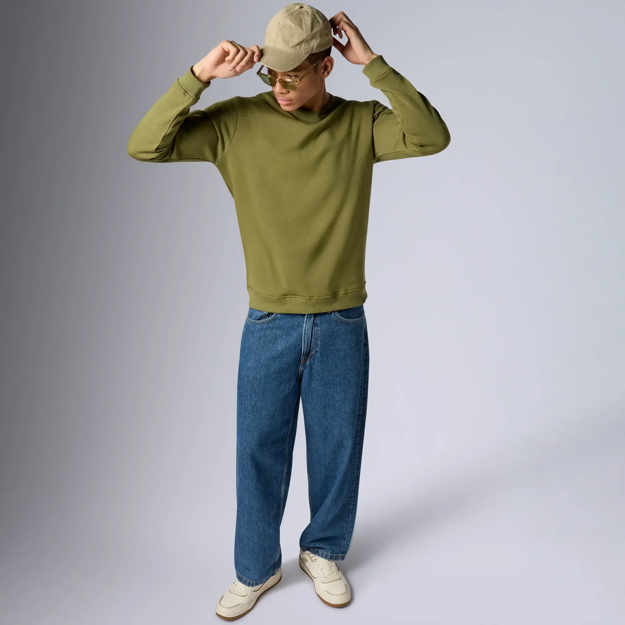 Neo French Terry Cotton-Blend Sweatshirt Olive Green - Image 4