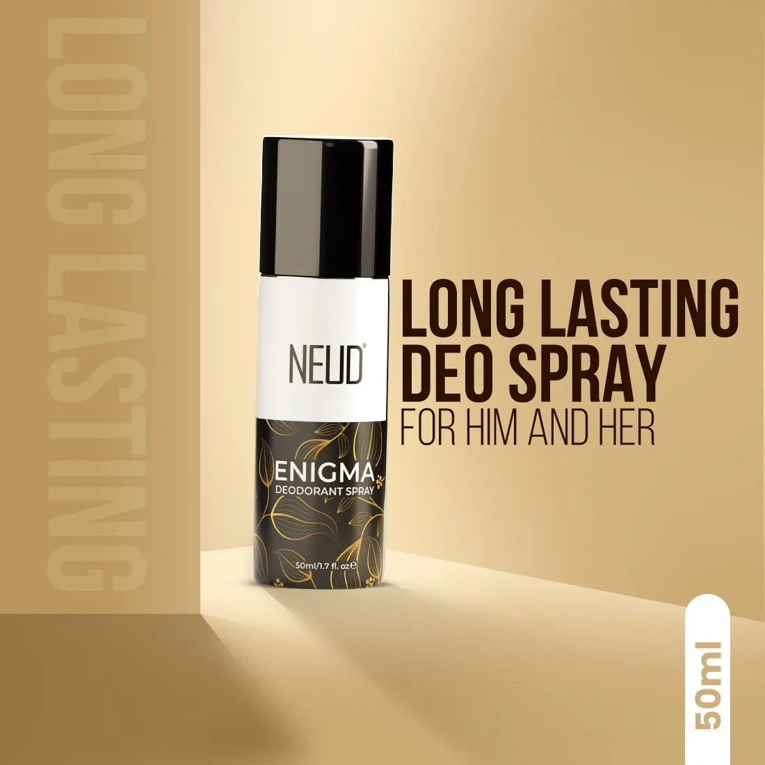 Neud Enigma Unisex Deodorant Perfumed Body Spray With Notes Of Oud, Amber And Rose, 24-Hour Odor Protection - 50Ml