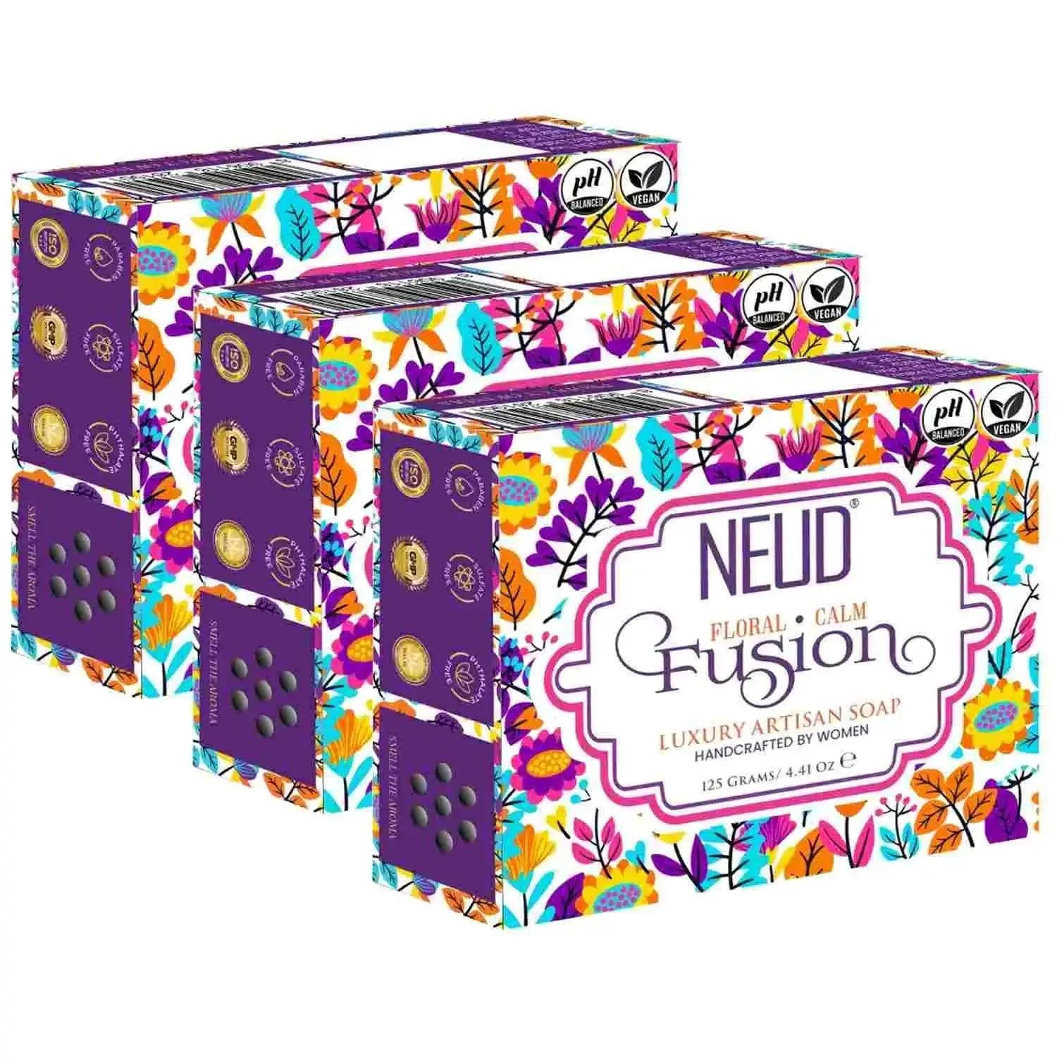 Neud Floral Calm Fusion Luxury Artisan Ph Balanced Handmade Soap With Sugandha, Mogra And Patchouli - 125G - Image 6