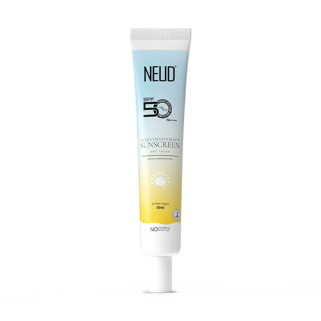 NEUD Ultra Velvety Matte Priming Sunscreen Dry Touch with SPF 50 PA++++ and Vitamin E, Sweat-Resistant, No White Cast - 50g - Image 8