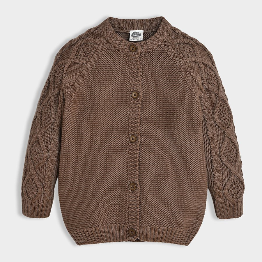Neutral Love Taupe Knitted Cardigan - Image 2