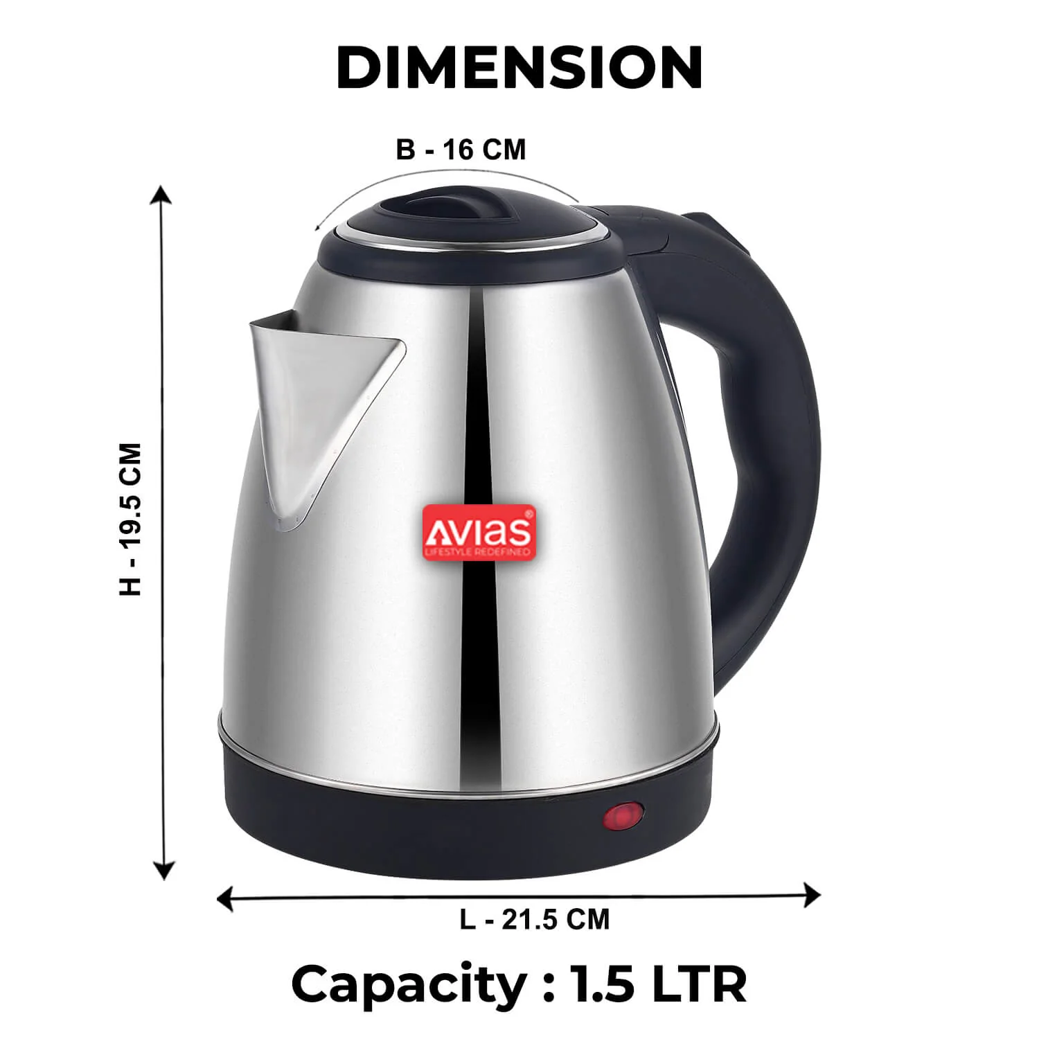 New Avias Steampro Electric Kettle | 1.5 Litre | Inner Steel Lockable Lid | 1500 Watts | 360° Rotational Cordless Base | Automatic Cut-Off | Double protection controller | Cool Touch Handle - Image 5