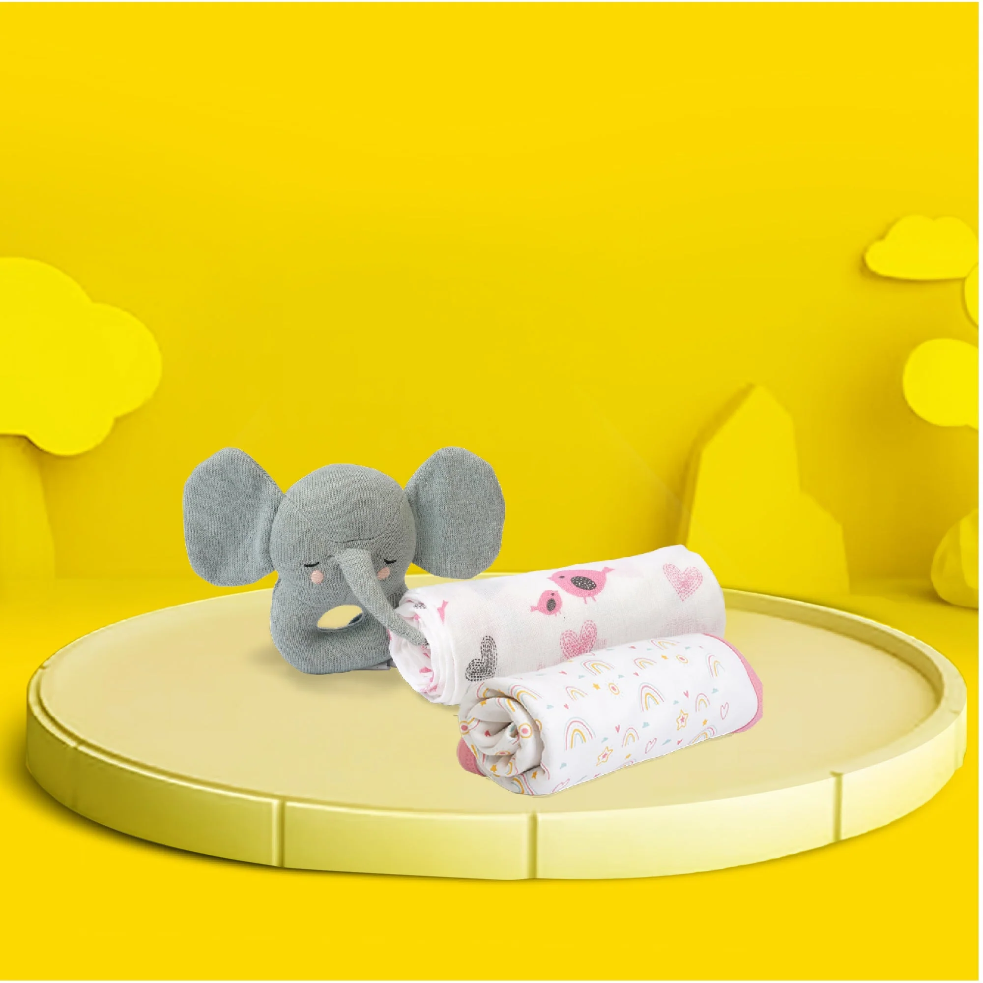 New Baby Gift Set - Baby Swaddle, Blanket And Rattle Gift Set - Image 2