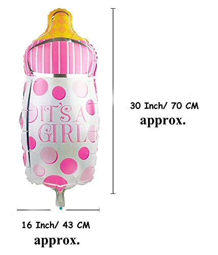 New Born Baby It's A Boy & It's A Girl Feeder Bottle Shaped Blue, Pink Color Foil Balloon - Image 3