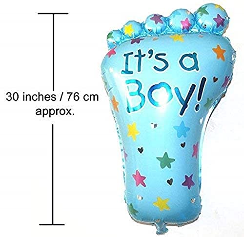 New Born Baby It's A Boy Twin Boys Feet Shaped Blue Color Foil Balloon For - Image 2