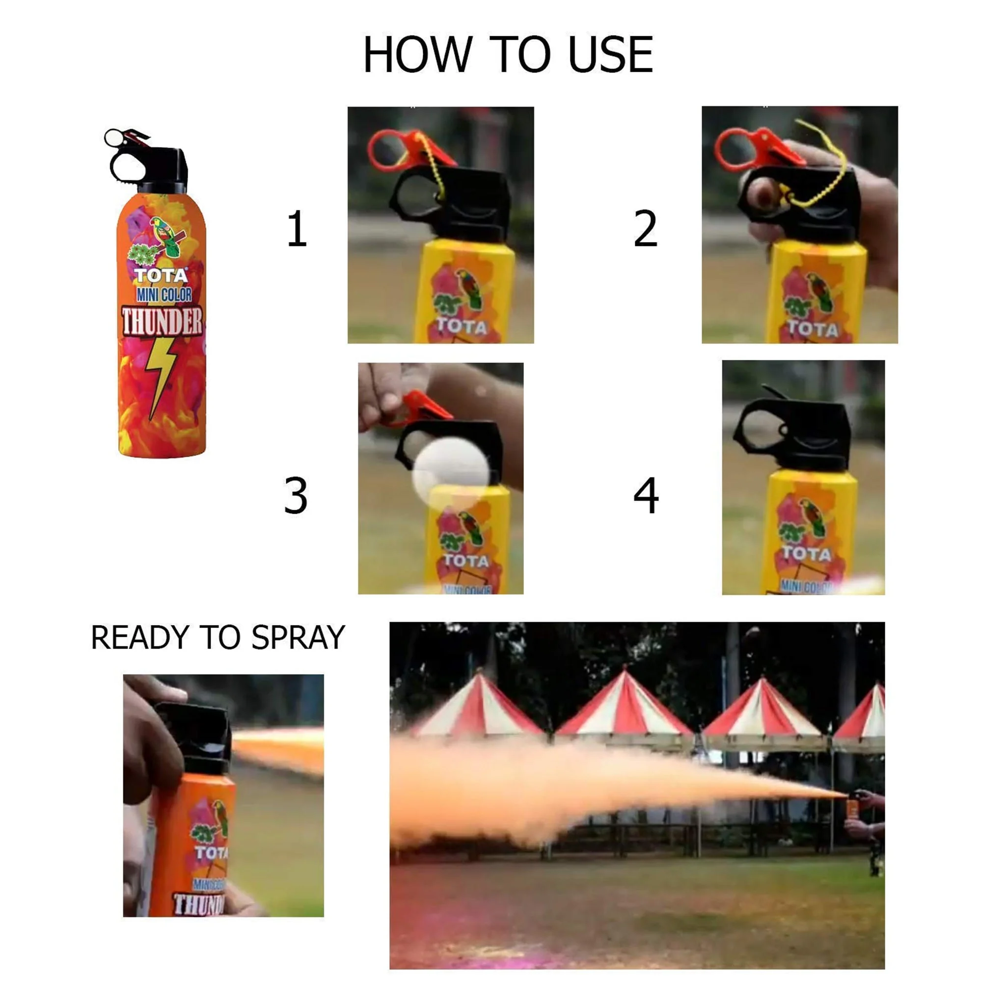 Non-Toxic Eco Friendly Holi Herbal Gulal Spray Bottle, Tota Mini Thunder Holi Herbal Gulal 4 - BOTTLES - Image 4
