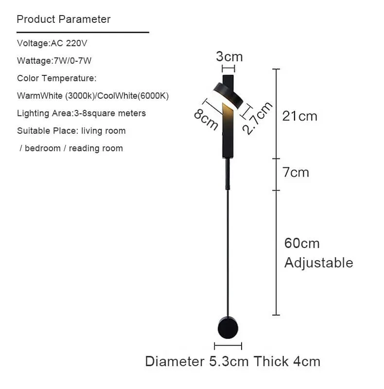 Nordic Adjustable Modern Acrylic Wall Light Bedside LED Aluminium Metal Wall - Image 7