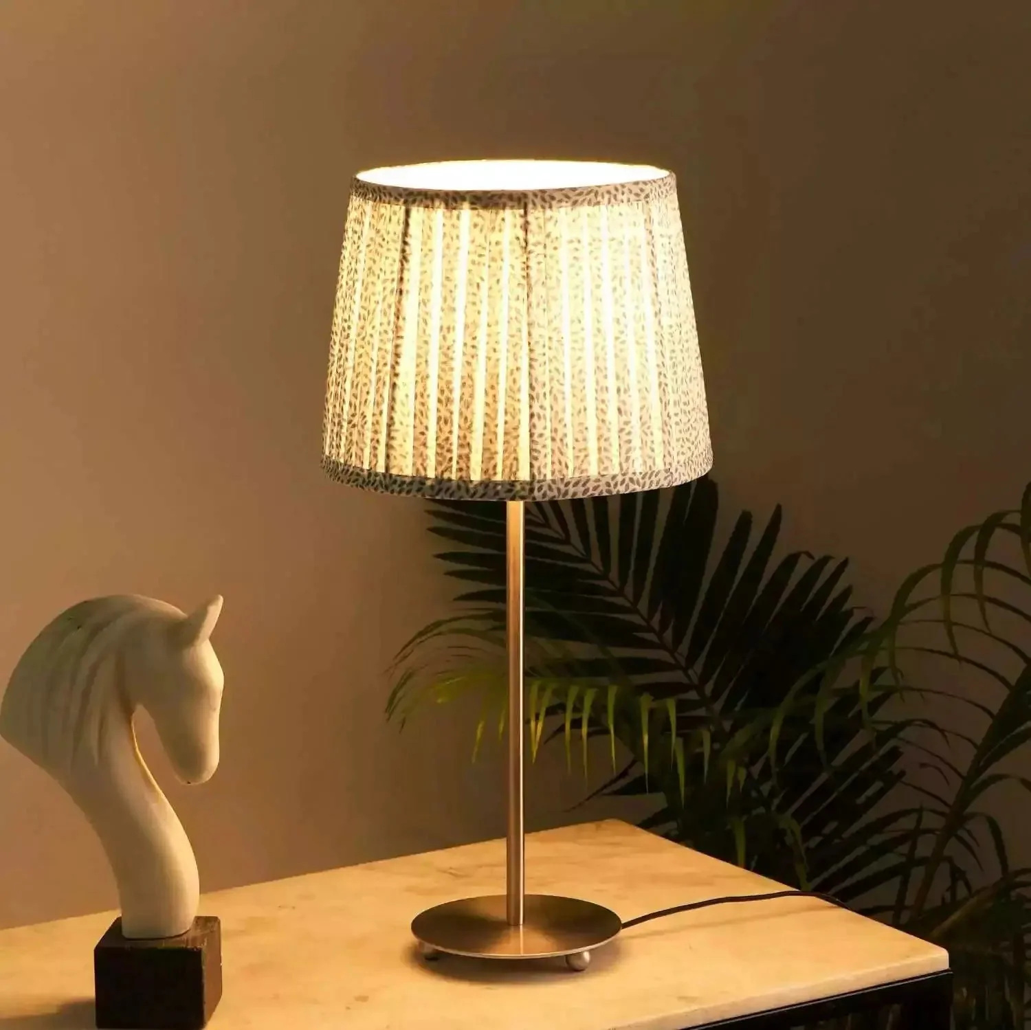 Nordic Night Table Lamp - Indian Block Printing Technique, Made From Cotton Recycled Paper, Premium Matte Finish For Base - Image 3
