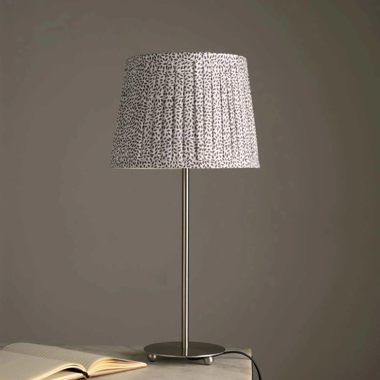 Nordic Night Table Lamp - Indian Block Printing Technique, Made From Cotton Recycled Paper, Premium Matte Finish For Base