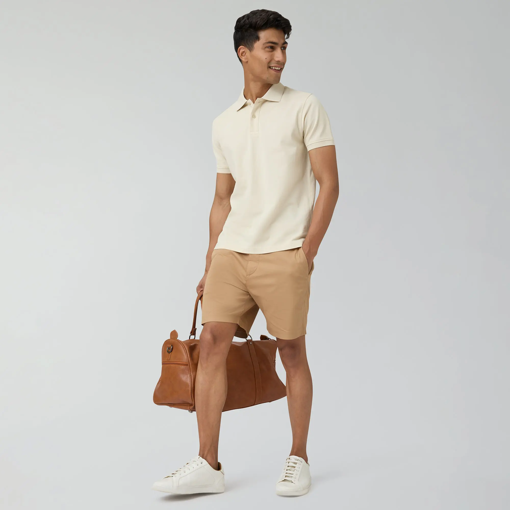Nova Combed Cotton Polo T-shirts Almond White - Image 5